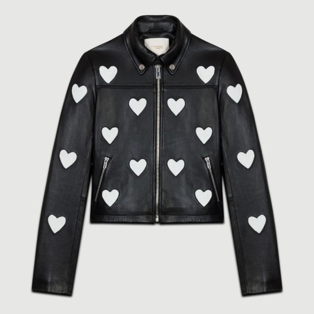 Maje hearts leather jacket